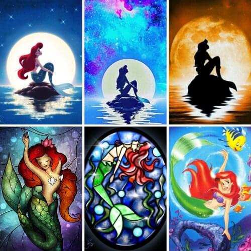 Disney Cartoons The Little Mermaid Ariel 5D Diamond Painting Cross Stitch Kits Embroidery Full Mosaic Resin Home Decor Girl Gift