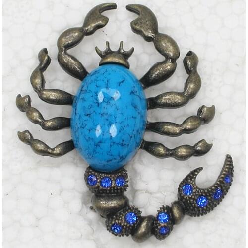 Antique Bronze Rhinestone Scorpion brooch Pin C880 B4