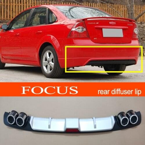Focus 05-11 Sedan ABS Plastic Silver / Black Car Rear Bumper Rear Diffuser Spoiler Lip for Ford Focus 2005-2011 Sedan