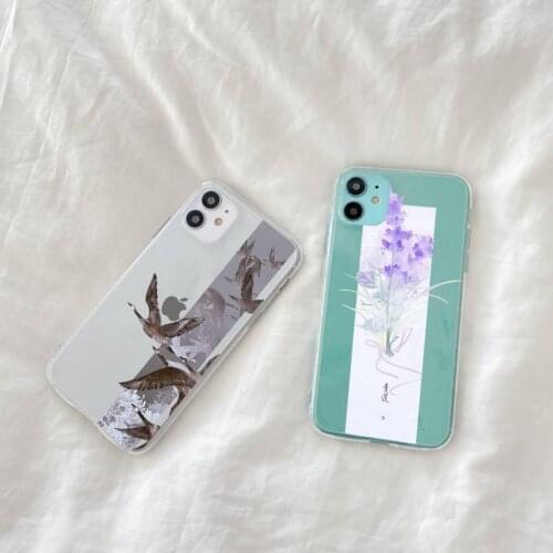 Cartoon Flower fashion pretty Phone Case Transparent for iPhone 11 12 mini pro XS MAX 8 7 6 6S Plus X 5S SE 2020 XR