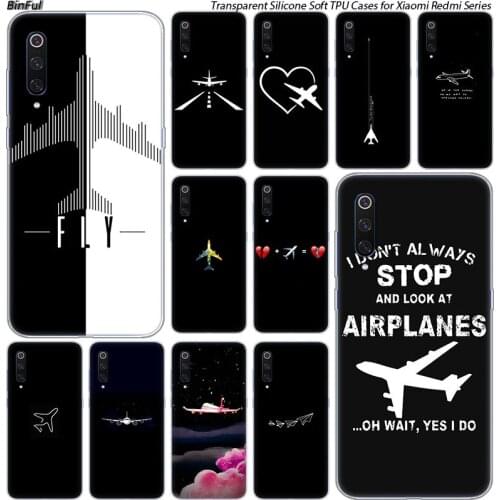 Aircraft Airplane fly patterned Case For Xiaomi Pocophone F1 9T 9 9SE 8 A2 Lite A1 A2 Mix3 Redmi K20 7A Note 4 4X 5 6 7 Pro S2