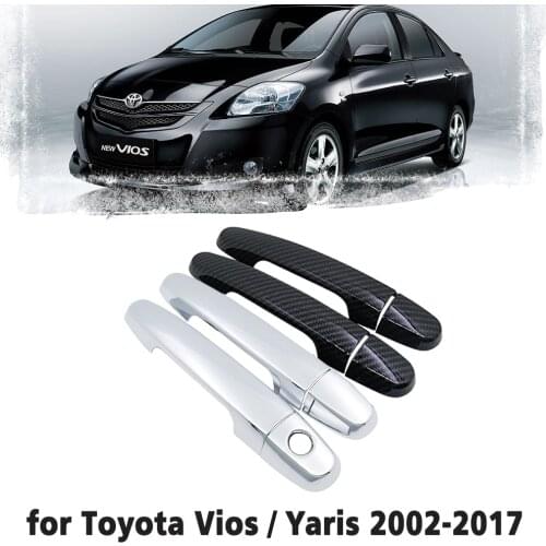 Black Carbon Fiber handle Or Chrome Side Door Cover for Toyota Vios Yaris XP40 XP90 XP150 Belta 2002~2017 Car Styling 2003 2004