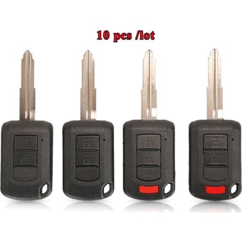 Jinyuqin 10pcs Head Remote Car Key Case Shell For Mitsubishi Eclipse Outlander Mirage lancer 2/3/4 Buttons Fob Housing