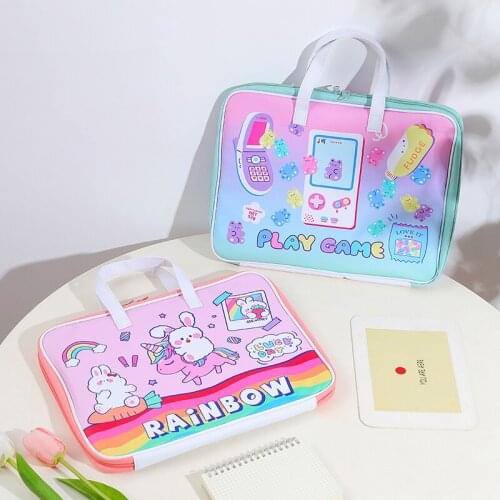 Kawaii Tablet Case For IPad 13 inch Korean PU Laptop Sleeve Bag Cute Travel Business Mac Case Girls Portable Document Bag WY274
