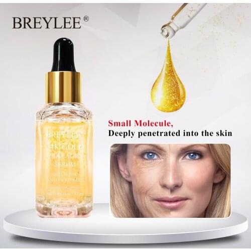 BREYLEE 24k Gold Serum Collagen Essence Anti-Aging Remove Wrinkles Face Skin Care Lifting Firming Whitening Repairing Serum 17ml