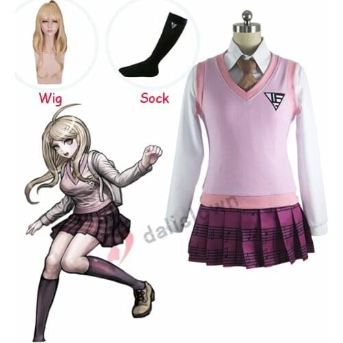 Anime Danganronpa V3 Kaede Akamatsu Cosplay Costume Japanese School Uniform Skirts Girl Women Halloween Cosplay Dress Outfits