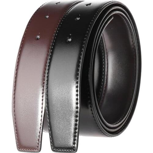 MEDYLA natural leather belt without buckle DIY assembly Use on both sides business belt for men Rotating metal buckle suit belt