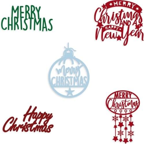 Stylish Artistic Merry Happy Christmas Words Stars Metal Cutting Dies Scrapbooking Album Paper DIY Cards Crafts New 2019