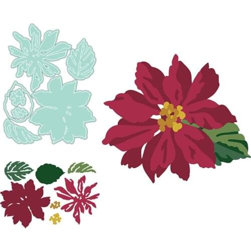 Layered Poinsettia New Metal Cutting Dies Stamps Stencil For 2021 Scrapbook Diary Decoration Embossing Template Diy Card