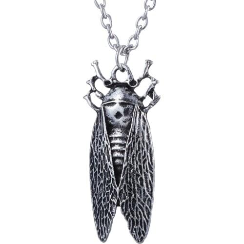 Fashion Jewelry Vintage Punk Charm Metal Insect Simulation Cicada Pendant Necklace For Men And Women Gifts