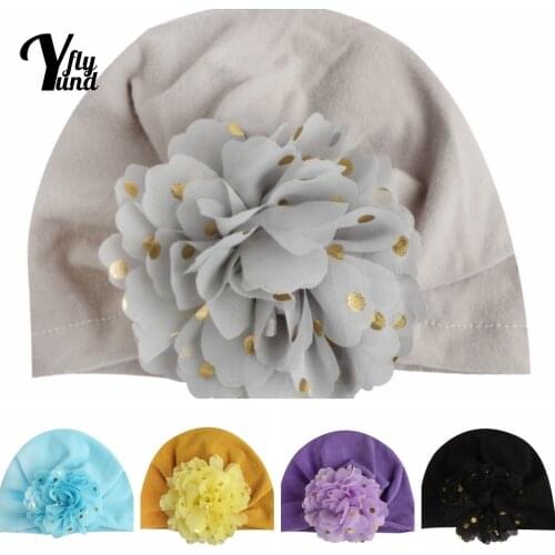 Yundfly Fashion Golded Dots Infant Indian Hat Soft Skin-friendly Warm Polyester Cotton Baby Caps Kids Headwear Photography Props
