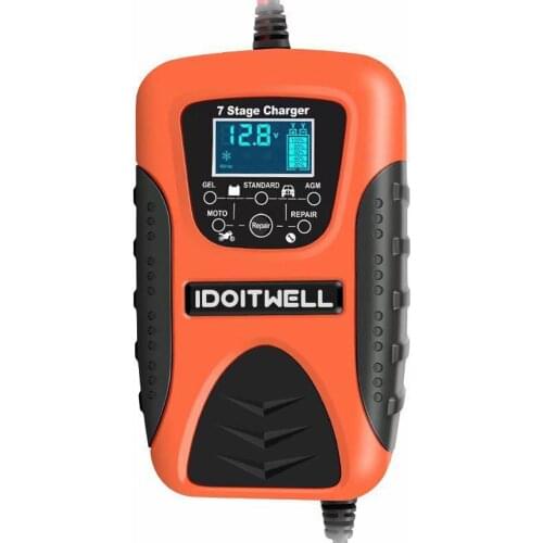 Newest 7-stage 12V car battery charger 12V 7A smart Automatic Pulse Repair lead acid battery charger for 12V VRLA GEL AGM SLA