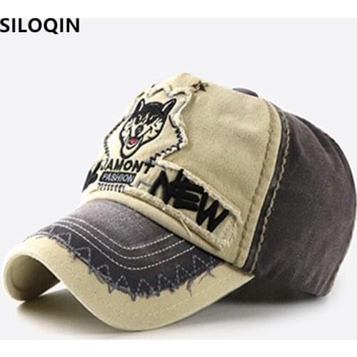SILOQIN Adjustable Size Novelty Sports Cap Washed Cotton Baseball Caps For Men Women Snapback Cap New Distressed Hip Hop Hats