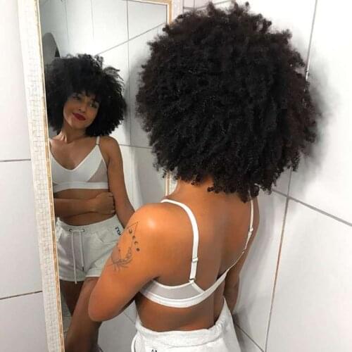 Short Black Bob Wig Afro Kinky Curly Wigs For Women Glueless Full Lace Hair Wigs With Bangs Cosplay Costume Anime Halloween 14