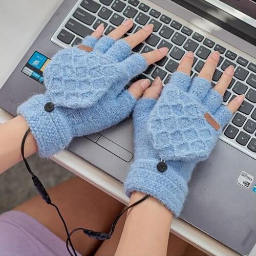 Breathable USB Heated Gloves Winter Heated Gloves Knitted Heating Gloves Knitting Battery Powered Sports Outdoor Hunting