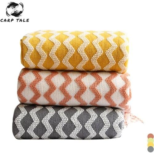 Throw Blankets Bedspreads For Bed Striped office Sofa Blanket Soft Knitted Nap Air-conditioning Blankets Four Seasons Universal