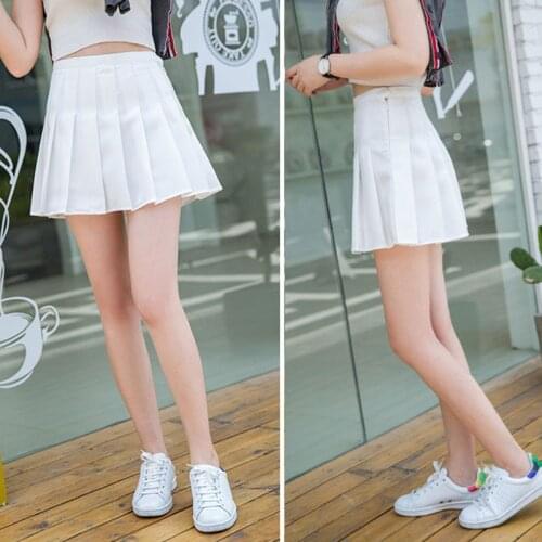 Girl Pleated Skirt Zip Short Dress With Inner Shorts Underpant Table Tennis Shorts White Black For Student Cheerleader Women