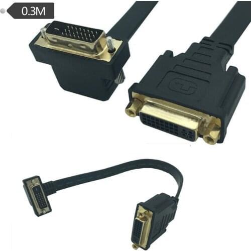 Flat Slim High DVI 24+5 Female to DVI 24+1 Male 90 Angled Cable 0.3m
