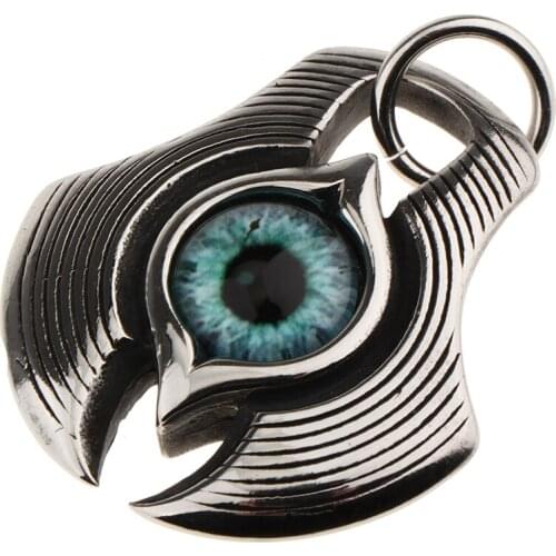 Lucky Charms Evil Eye Stainless Steel Punk Rock Pendant for Necklace Religious Lucky Amulet Jewelry