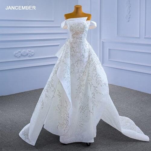 RSM67336 Luxury Wedding Dresses With Wedding Veil Beaded Boat Neck Off Shoulder Handwork Lace Wedding Gowns 2020 Encontrar Loja