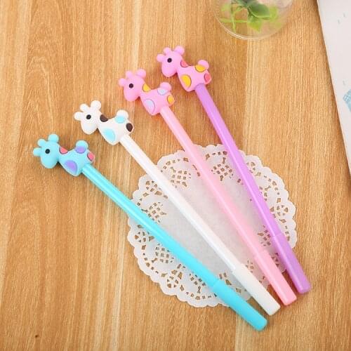 24 pcs Creative red deer gel pen cute learning stationery cartoon silicone head pen wholesale kawaii school supplies