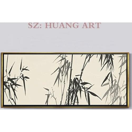 Hand-painted modern abstract blue lucky bamboo bamboo canvas to create pictures of you oil painting art decorative wal