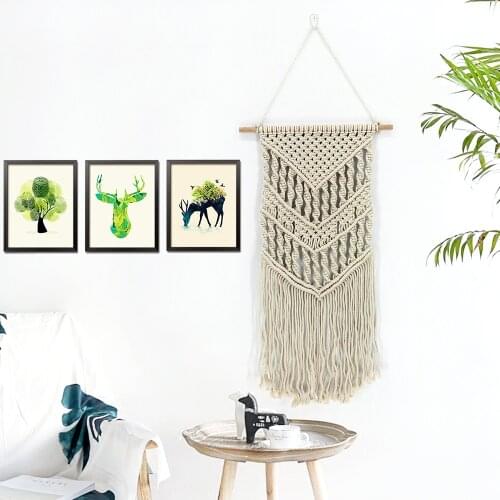 Nordic Boho Woven Wall Hanging Tapestry Macrame Chic Hand Woven Cotton Rope Wedding Party Bohemian Room Decoration Accessories