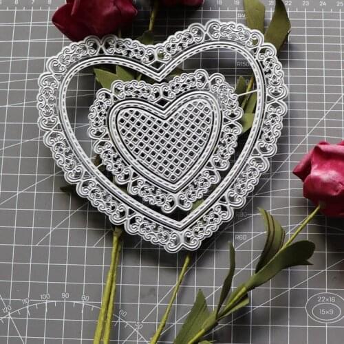 Wedding Lace Heart Frame Plaid Background New Arrival Cutting Dies Scrapbooking Metal Stamps and Die for Card Making