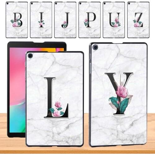 Slim Tablet Case for Samsung Galaxy Tab A 8.0 (2019) T290 T295 Initial Name Pattern Plastic Hard Back Case + Free Stylus