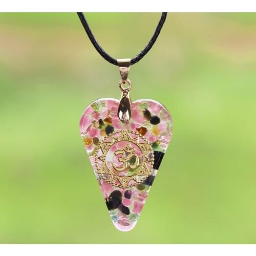 Tourmaline Orgonite Necklace Crystal Heart Pendant Healing Crystals For Emf Protection Violet Flame Orgone Generator