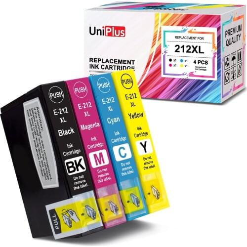UniPlus 212XL Ink Cartridge Compatible Epson T212 E212 for Epson Printer XP-4100 XP-4105 WF-2830 WF-2850 212 Black Cyan Ink Box