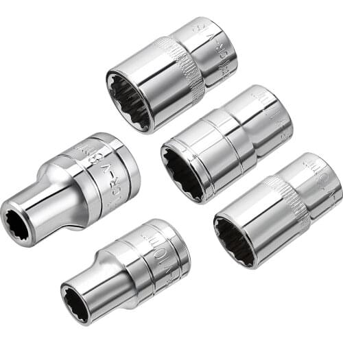 Uxcell 2 Pcs 1/2-inch Drive 14mm 12-Point Shallow Socket, Metric, Cr-V, 38mm Length