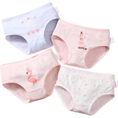 4PCS Per Lot Girls And Boys Underwear 2-12T Children Panties Cotton Flamingo Cartoon Boxer Pants Good Elasticity Warmth Softness