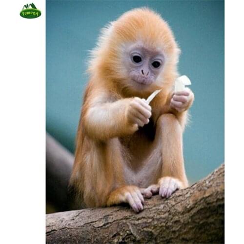 YUMEART 5D Diy Diamond Embroidery Cute Monkey Animal Diamond Painting Cross Stitch Wallpaper Graphics Decals Kids Room Decal