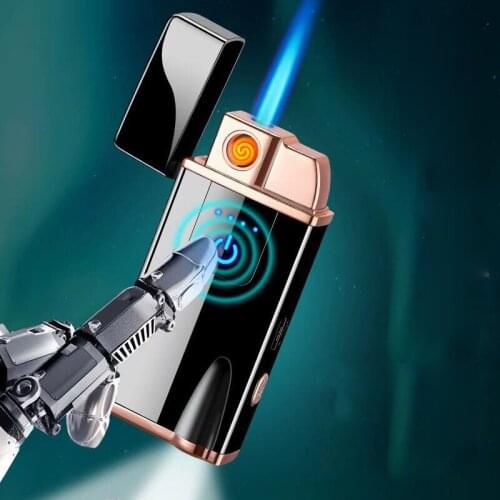 2021 NEW Windproof Metal USB Charging Lighter Butane Gas Jet Lighters Unusual Cigarette Cigar Lighters Smoking Accessories Gift