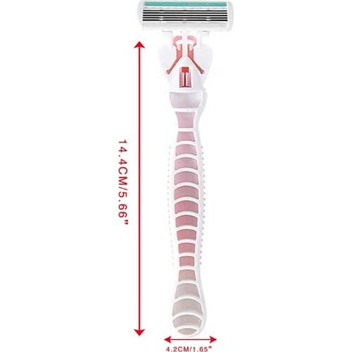 Women 6-Blade Head Shaving Razor with Non-Slip Handle 4 Replacement Cartridge