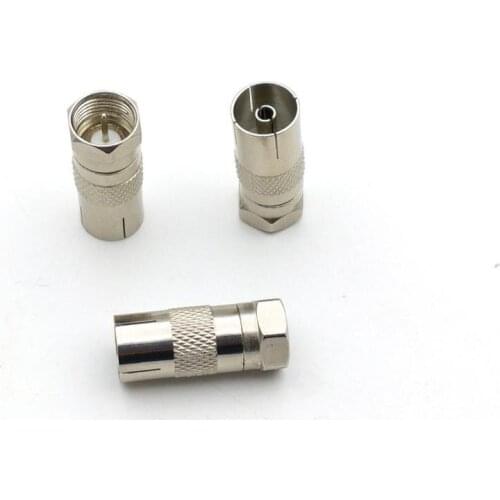 100pcs Coax TV Adapter Connector PAL Female Jack to NTSC F-type F Male Plug Connector