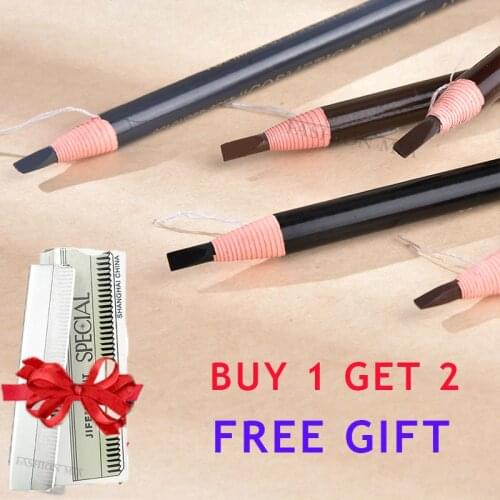 12PC Microblading Eyebrow Pen Waterproof Permanent Makeup Eye brow Pencil Positioning Lip Dark Brown Eyebrow cejas maquillaje