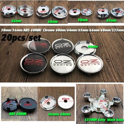 20x Aluminum ABS 45mm 50mm 56mm 60mm 65mm 66mm 68mm OZ Racing Car Badge Emblem Sticker Car Wheel Center Cover Cap Hub Rim 5color