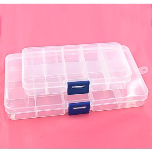 5pcs buttons eyelets storage Adjustable Plastic 10/15 Compartment Storage Box Jewelry Earring Bin Case Container Storage Boxes