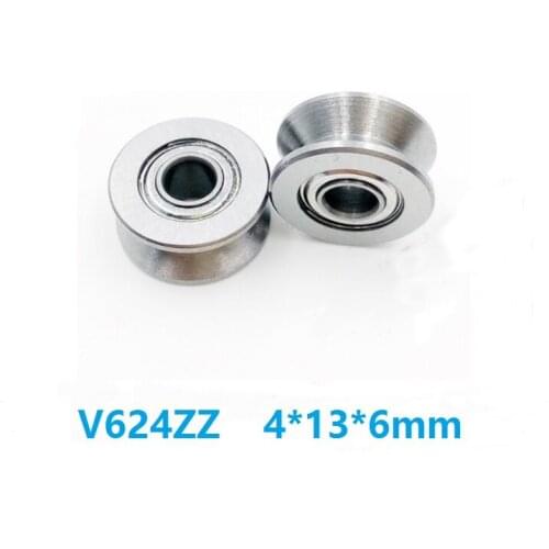 50/100pcs V624ZZ V624 ZZ 624VV 4x13x6 mm V groove ball bearing roller wheel bearing guide track 4*13*6