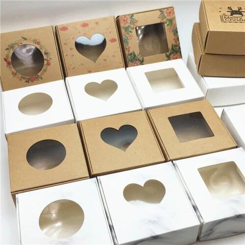 50pcs 7.5*7.5*3cm Gift Kraft Box Jewelry Boxes Blank Package Carry Case Cardboard Display For Accessory Accept Custom Logo