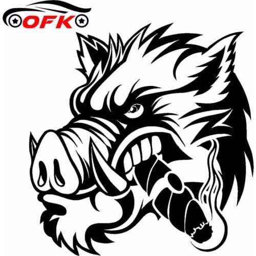 Car Stickers Decor Motorcycle Decals Ferocious Wild Boar Decorative Accessories Creative Sunscreen Waterproof PVC,18cm*17cm