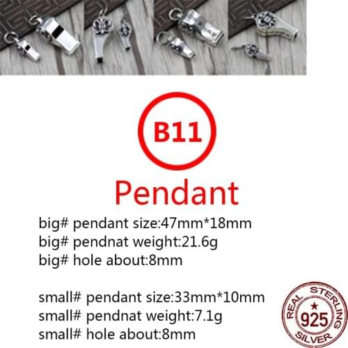 B11 925 sterling silver pendant unique personality wild retro couple pendant punk hip-hop style whistle anchor shape jewelry