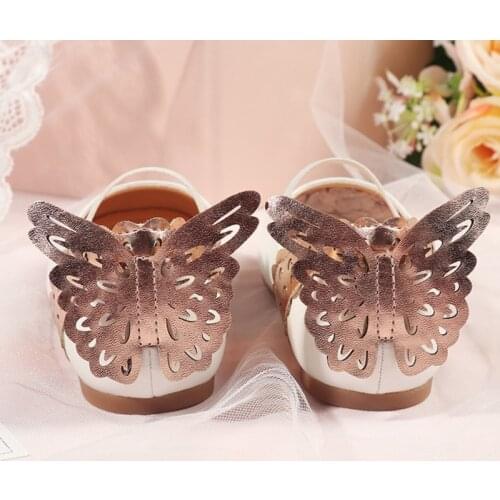 Flower Girls Shoes Butterfly Babies Princess Ballet Dancing Flats Shoes Kids Birthday Party Shoes Leather Halloween Drama 3t 4t