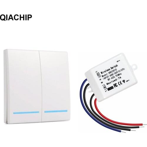 QIACHIP 433Mhz Receiver Smart Switch RF Wireless Switch Light RF Remote Control Switch AC 110V 220V Wall Panel 86 Type 433 Mhz