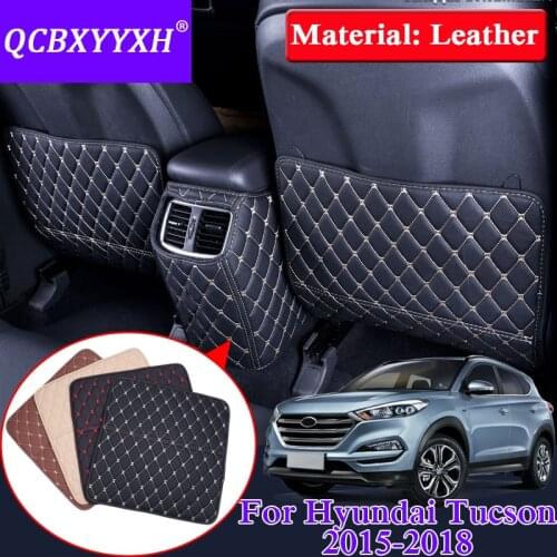 QCBXYYXH Car Armrest Cover Kick Pad Case For Hyundai Tucson 2015-2018 Back Seat Protection Mat Children Anti-Kick Pad Leather