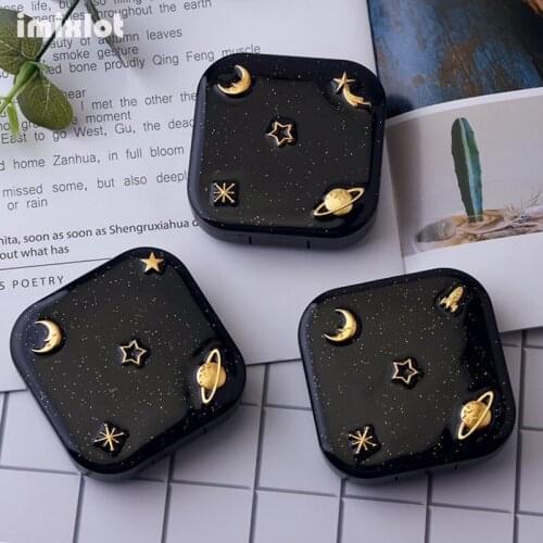 1PC Random Send Planet Contact Lens Case With Mirror Men Women Contact Lenses Box Eyes Contact Lens Container Travel Kit Box