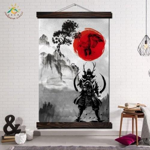 Ink Samurai Japan Art Modern Wall Art Print Pop Art Posters and Prints Scroll Canvas Painting Wall Pictures for Living Room
