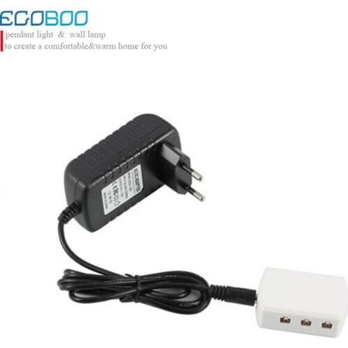 24W Black LED Driver 12v + white Splitter Connector for LED Cabinet Light with 5.5DC plug-in power cord